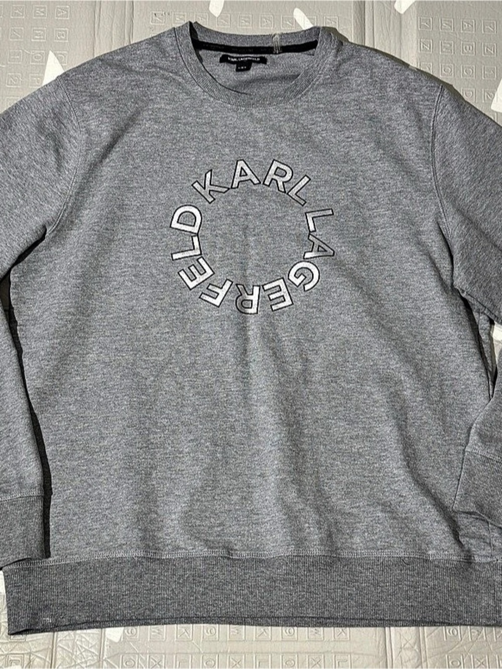 Lagerfeld Paris Grey Circular Logo Crewneck Sweatshirt Large